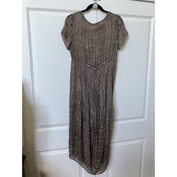 Grizas Silk Textured Bubble Midi Dress Womens S Gray Lagenlook Boho Artsy - Picture 6 of 13